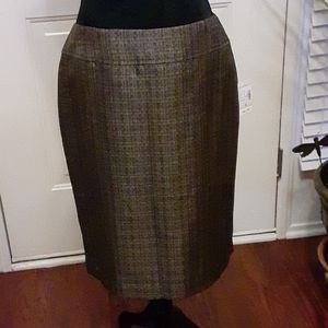 Dress Barn Jones Studio black & gold tweed pencil skirt banded waist size 6 NEW…